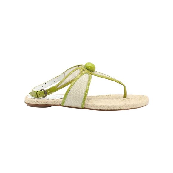 Pre Loved Moschino Vintage Espadrille Thong Sandals Button Detail Women Beige - Picture 1 of 6